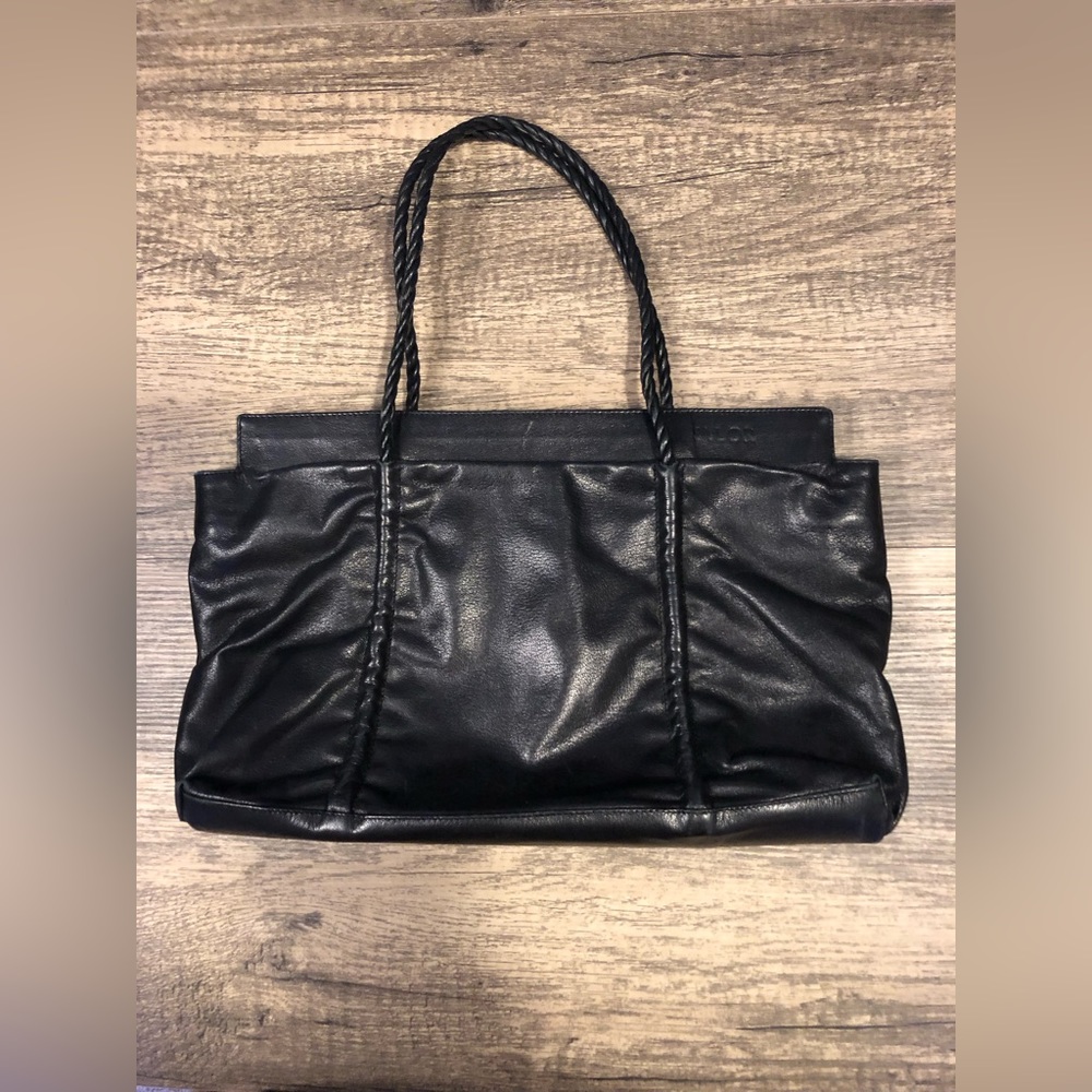 Classic Black Leather Tote Bag